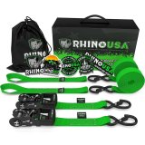 Rhino USA Heavy Duty Ratchet Tie-Downs 2-Pack (Green) 1.6In X 8Ft thumbnail 1