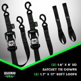 Rhino USA Heavy Duty Ratchet Tie-Downs 2-Pack (Orange) 1.6In X 8Ft thumbnail 5