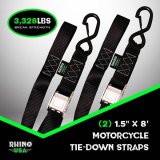 Rhino USA Cambuckle Motorcycle Tiedown Straps 2-Pack (Blue) 1.5In X 8Ft thumbnail 3