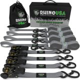 Rhino USA Medium Duty Ratchet Strap Tie-Down 4-Pack (Gray) thumbnail 1