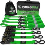 Rhino USA Medium Duty Ratchet Strap Tie-Down 4-Pack (Green) thumbnail 1