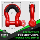 Rhino USA 3/4In D-Ring Shackle Set (2-Pack)(Red) thumbnail 4