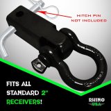 Rhino USA Shackle Hitch Receiver W/ D-Ring (Red) thumbnail 3