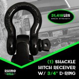 Rhino USA Shackle Hitch Receiver W/ D-Ring (Red) thumbnail 4