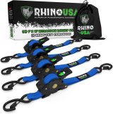 Rhino USA Retractable Ratchet Straps (4Pk 1Inx10Ft) (Blue) thumbnail 1