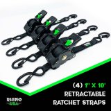 Rhino USA Retractable Ratchet Straps (4Pk 1Inx10Ft) (Blue) thumbnail 2