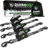 Rhino USA Retractable Ratchet Straps (4Pk 1Inx10Ft) (Gray) thumbnail 1