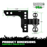 Rhino USA 6In Heavy Duty Drop Hitch - 2In (Black) thumbnail 2