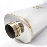 Stainless Bros 2.5in x 17in OAL SS304 Oval Muffler - Polished thumbnail 1