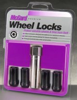 McGard Wheel Lock Nut Set - 4pk. (Tuner / Cone Seat) 1/2-20 / 13/16 Hex / 1.60in. Length - Black thumbnail 1