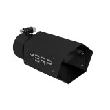 MBRP Universal 4in Hex Tip 3in Inlet 10in Length w/ Logo - Black Coated thumbnail 1