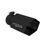 MBRP Universal 4in Hex Tip 3in Inlet 10in Length w/ Logo - Black Coated thumbnail 5