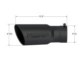 MBRP Universal Tip 6in OD 5in Inlet 15.5in Length 30 Deg Bend Angled Rolled End Black thumbnail 4