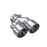 MBRP 3in ID / Dual 4in OD Out Staggered L 9.37in / R 9.87in Single Wall T304 SS Univ Exhaust Tip thumbnail 1