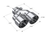 MBRP 3in ID / Dual 4in OD Out Staggered L 9.37in / R 9.87in Single Wall T304 SS Univ Exhaust Tip thumbnail 4