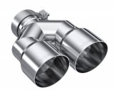 MBRP 3in ID / Dual 4in OD Out Staggered L 9.37in / R 9.87in Single Wall T304 SS Univ Exhaust Tip thumbnail 5