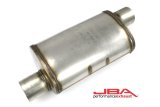 JBA Universal Chambered Style 304SS Muffler 14x8x5 3in Inlet Diameter Offset/Offset thumbnail 3