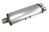 JBA Universal Chambered 304SS Muffler 25x8x5in 3in Center Inlet/2.5in Dual Outlet thumbnail 1