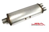 JBA Universal Chambered 304SS Muffler 25x8x5in 3in Center Inlet/2.5in Dual Outlet thumbnail 2