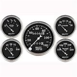 Auto Meter Gauge Kit 5 pc. 3 1/8in & 2 1/16in Mechanical Speedometer Old Tyme Black thumbnail 1