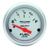 Autometer Ultra-Lite 52mm 0 OHMS Empty/90 OHMS Full Short Sweep Electronic Fuel Level Gauge thumbnail 3