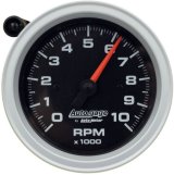 AutoMeter Tachometer Gauge 10K RPM 3 3/4in Pedestal w/Ext. Shift-Light - Black Dial/Black Case thumbnail 3