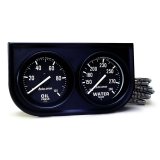 Autometer AutoGage Two-Gauge Console 52.4mm Mech 0-100 PSI Oil Press / 130-280 Deg Water Temp- Black thumbnail 3