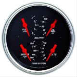 Autometer Designer Black 3-3/8in Quad Gauge - Fuel Level/Oil Pressure/Water Temperature/Voltmeter thumbnail 1