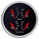 Autometer Designer Black 3-3/8in Quad Gauge - Fuel Level/Oil Pressure/Water Temperature/Voltmeter thumbnail 2