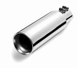 Gibson Round Dual Wall Angle-Cut Tip - 4in OD/3in Inlet/12in Length - Stainless thumbnail 1