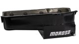 Moroso 80-85 Chevrolet SBC(w/Passenger Side Dipstick) Wet Sump 7qt 7.5in Steel Oil Pan - Black thumbnail 1