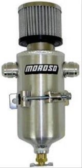 Moroso Breather Tank/Catch Can - Two -12An Male Fittings - Aluminum thumbnail 1