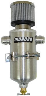 Moroso Breather Tank/Catch Can - Two -12An Male Fittings - Aluminum thumbnail 2