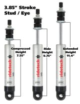 Ridetech HQ Series Shock Absorber Adjustable 3.85in Stroke Eye/Stud Mounting 7.55in x 11.4in thumbnail 1