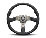 Momo Race Steering Wheel 350 mm - Black Leather/Anthracite Spokes (1st Version) thumbnail 2