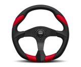 Momo Retro Steering Wheel 360 mm - 4 Black Leather/Wht Stitch/Brushed Spokes thumbnail 1