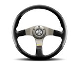 Momo Tuner Steering Wheel 350 mm - Black Leather/Red Stitch/Black Spokes thumbnail 1