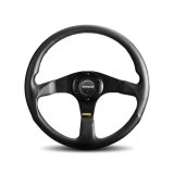 Momo Tuner Steering Wheel 350 mm - Black Leather/Red Stitch/Black Spokes thumbnail 3