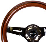 NRG Classic Wood Grain Steering Wheel (310mm) Dark Wood & Black Line Inlay w/Blk Chrome 3-Spoke Ctr. thumbnail 2