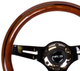 NRG Classic Wood Grain Steering Wheel (310mm) Dark Wood & Black Line Inlay w/Blk Chrome 3-Spoke Ctr. thumbnail 5