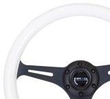 NRG Classic Wood Grain Steering Wheel (350mm) Glow-N-The-Dark Green Grip w/Black 3-Spoke Center thumbnail 2
