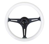 NRG Classic Wood Grain Steering Wheel (350mm) Glow-N-The-Dark Green Grip w/Black 3-Spoke Center thumbnail 4