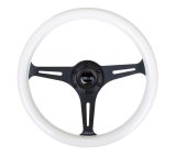 NRG Classic Wood Grain Steering Wheel (350mm) Glow-N-The-Dark Green Grip w/Black 3-Spoke Center thumbnail 8