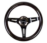 NRG Classic Wood Grain Steering Wheel (310mm) Black w/Black Chrome 3-Spoke Center thumbnail 1