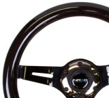 NRG Classic Wood Grain Steering Wheel (310mm) Black w/Black Chrome 3-Spoke Center thumbnail 2