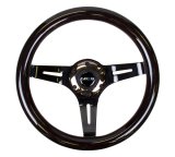 NRG Classic Wood Grain Steering Wheel (310mm) Black w/Black Chrome 3-Spoke Center thumbnail 3