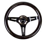 NRG Classic Wood Grain Steering Wheel (310mm) Black w/Black Chrome 3-Spoke Center thumbnail 6