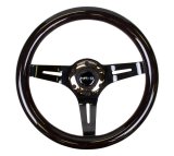 NRG Classic Wood Grain Steering Wheel (310mm) Black w/Black Chrome 3-Spoke Center thumbnail 8