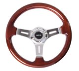 NRG Classic Wood Grain Steering Wheel (330mm) Wood Grain w/Chrome 3-Spoke Center thumbnail 3