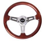 NRG Classic Wood Grain Steering Wheel (330mm) Wood Grain w/Chrome 3-Spoke Center thumbnail 7